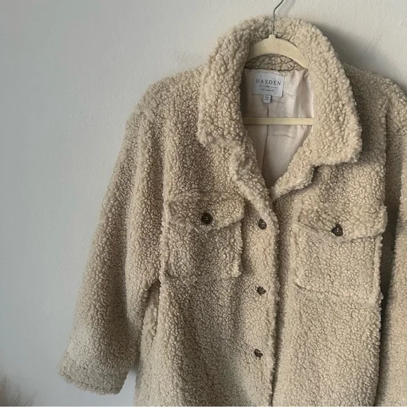 Hayden Sherpa Button Shaket in Cream Large - Picture 14 of 14